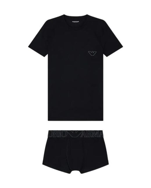 Emporio Armani Black Pure Cotton Pajama Set for men