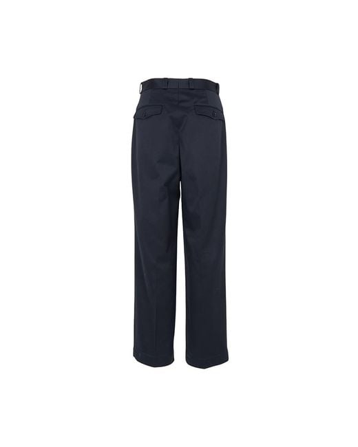 Nanamica Blue Wide-Leg Twill Casual Pants