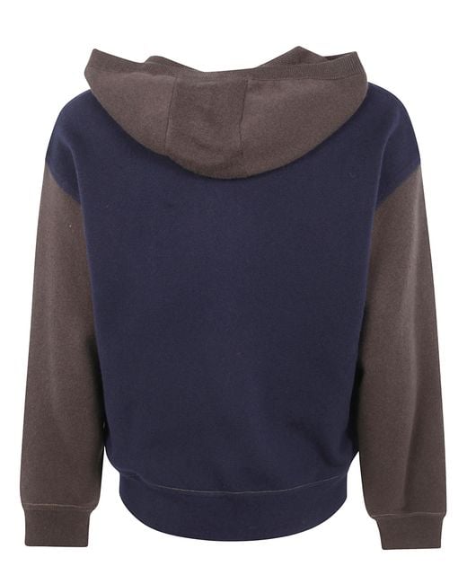 Emporio Armani Blue Logo Embroidered Two-Toned Hoodie for men