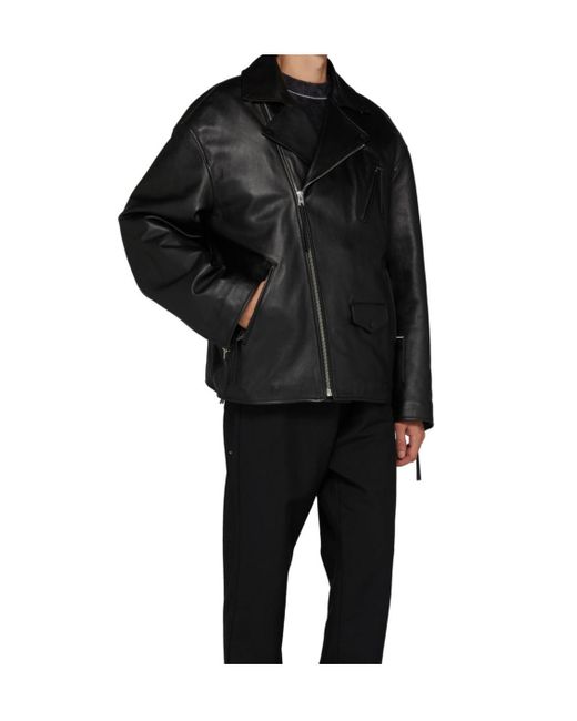 Acne Black Long-Sleeved Leather Jacket for men