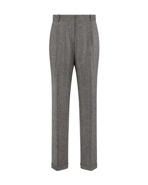 Dior Gray Christian Pleat Detailed Straight Leg Pants