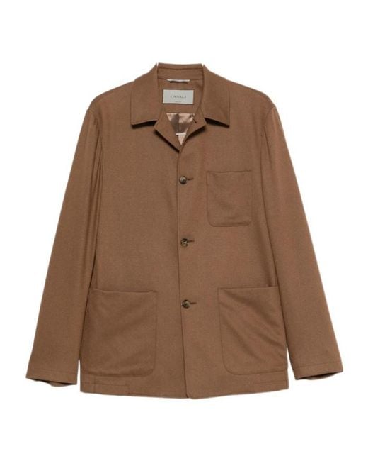 Canali Brown Long-Sleeved Shirt Jacket for men