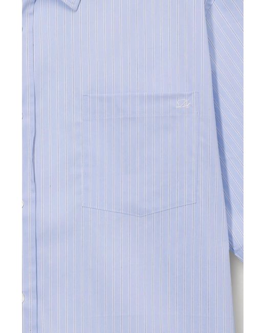 DUNST Blue Oversized Striped Short Sleeve Shirt for men