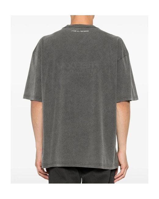 7 For All Mankind Gray Graphic-Print Crew-Neck T-Shirt for men