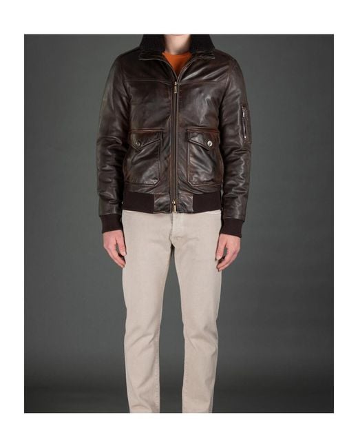 Moorer Black Long-Sleeved Leather Jacket for men
