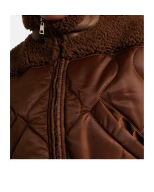 Blancha Brown Quilted Shearling Bomber Jacket