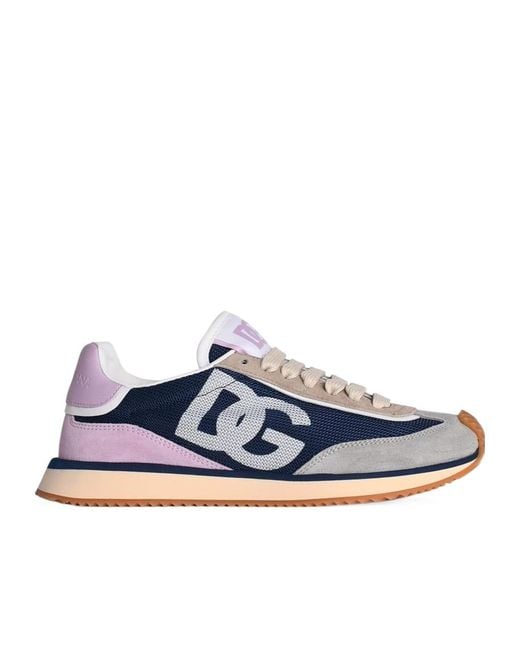 Dolce & Gabbana Blue Logo Printed Low-Top Sneakers