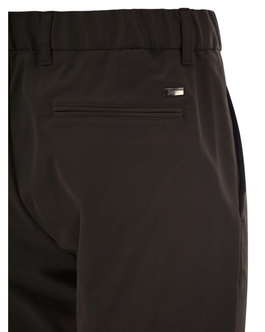 Herno Black Technical Fabric Drawstring Trousers for men