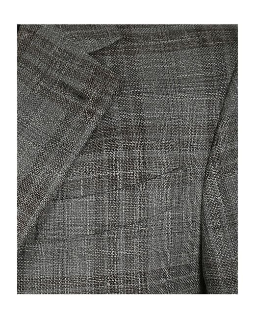 Zegna Gray Single Breasted Checked Tailored Blazer for men