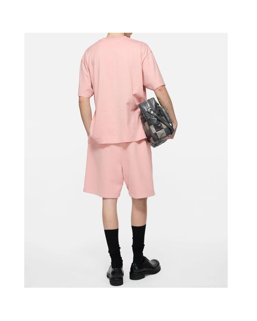 Acne Pink Fleece Shorts With Logo for men
