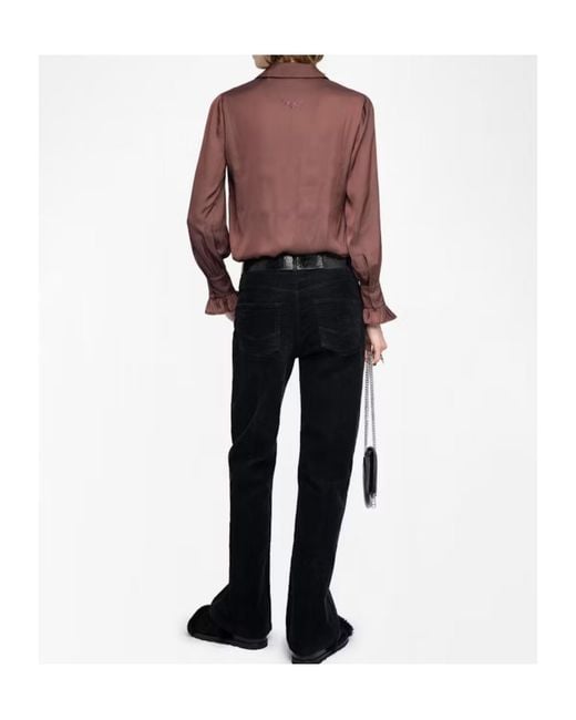 Zadig & Voltaire Purple Ruffled Long-Sleeve Top