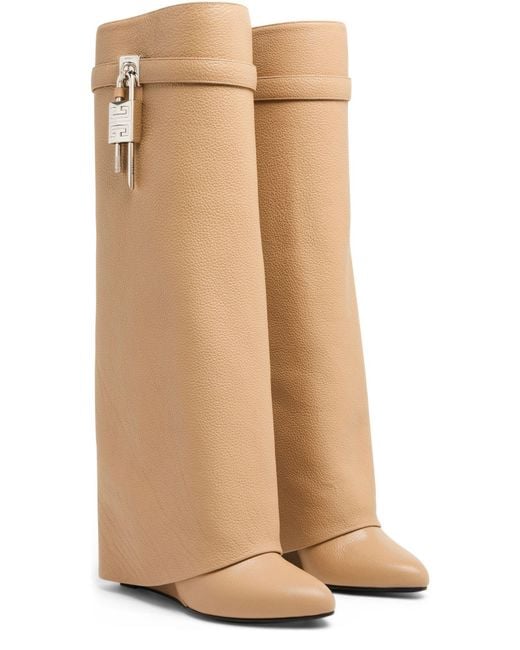 Givenchy White Shark Lock Grained Leather Boots