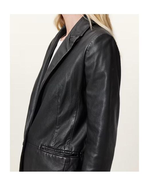 AllSaints Black Deri Leather Blazer