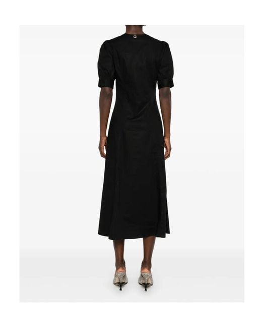 Twinset Black Button-Front Midi Dress