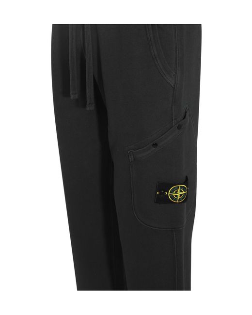 Stone Island Black Compass-Patch Drawstring Track Pants for men
