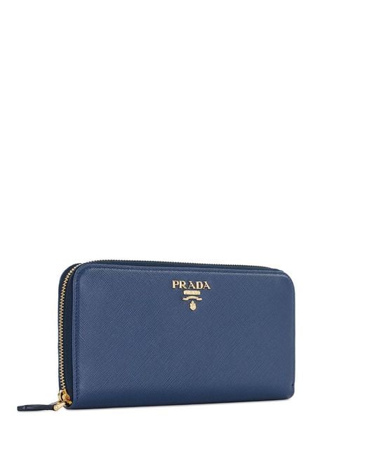 Prada Blue Logo Logo Wallet