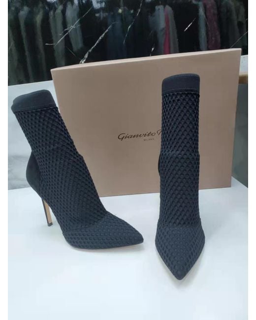 Gianvito Rossi Blue Pointy Hollow-Out Boots