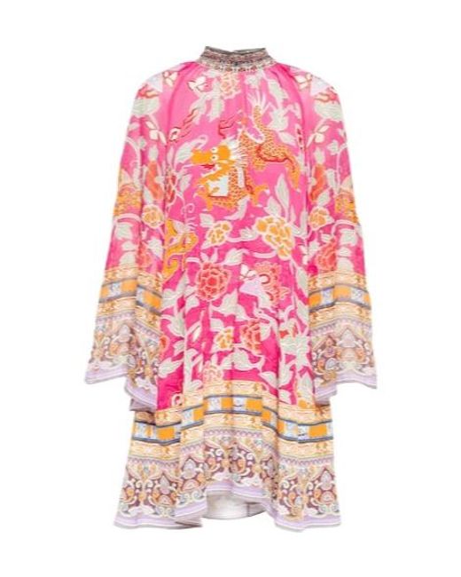 Camilla Pink Printed Silk Minidress