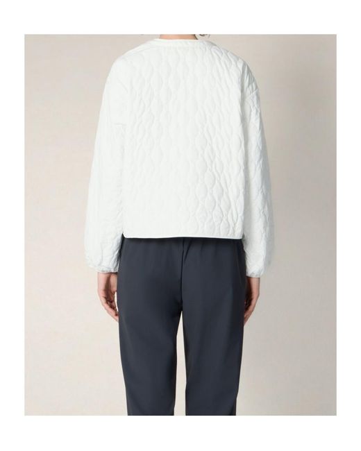 Save The Duck White Quilted-Pattern Jacket