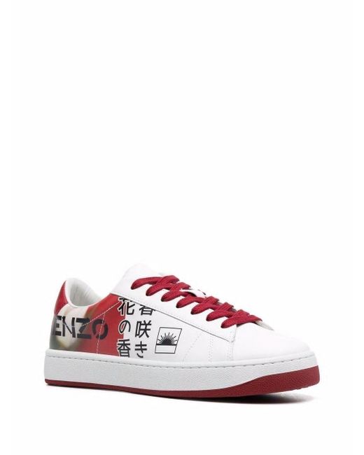 KENZO White Kourt Logo-Print Sneakers