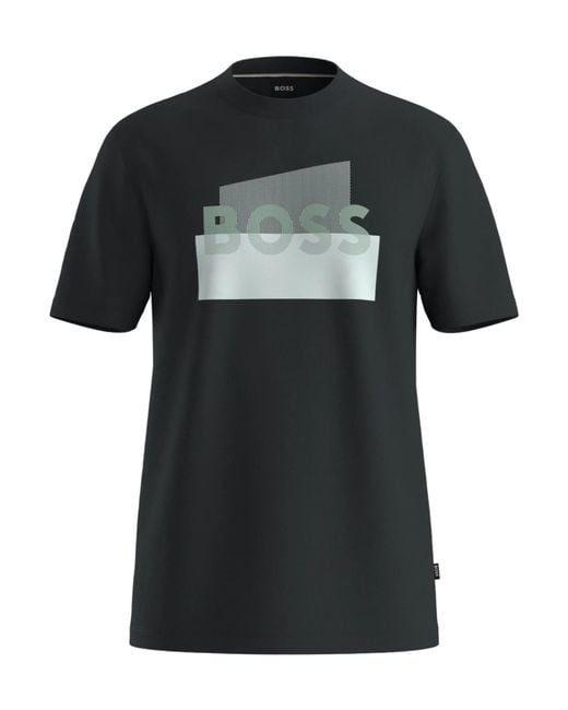 Boss Blue Boss Logo Printed Crewneck T-Shirt for men