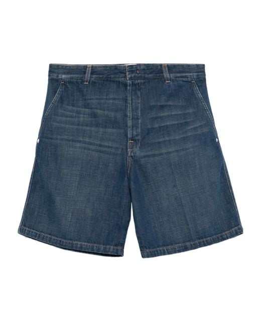 Lanvin Blue Logo Patch Denim Shorts for men