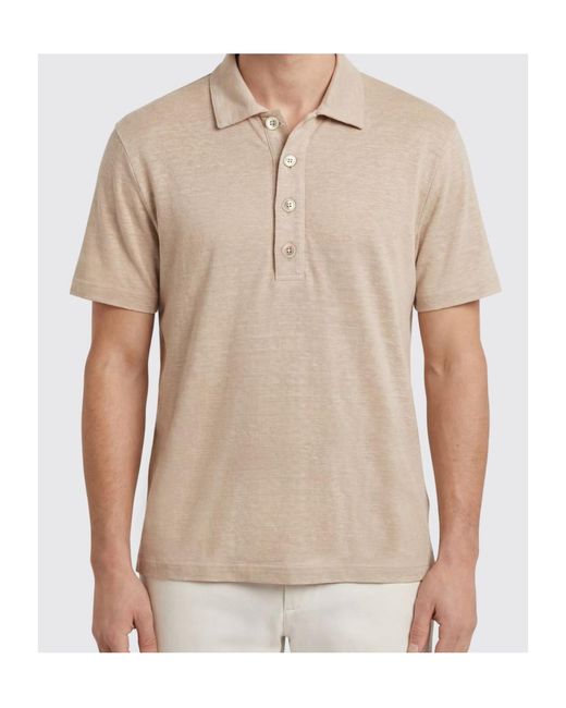 Eleventy Natural Four-Button Knit Polo Shirt for men