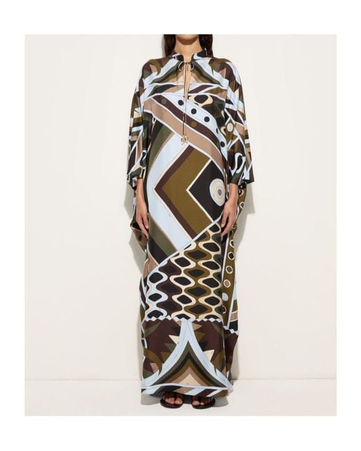 Emilio Pucci Multicolor Pucci Vivara-Printed Long-Sleeved Kaftan
