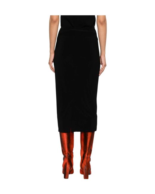 Norma Kamali Black Stretchy Straight-Cut Skirt