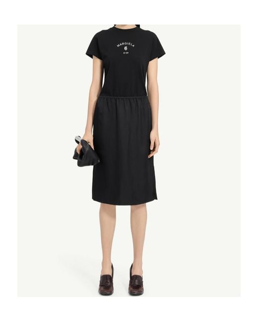 MM6 by Maison Margiela Black Satin Midi Skirt