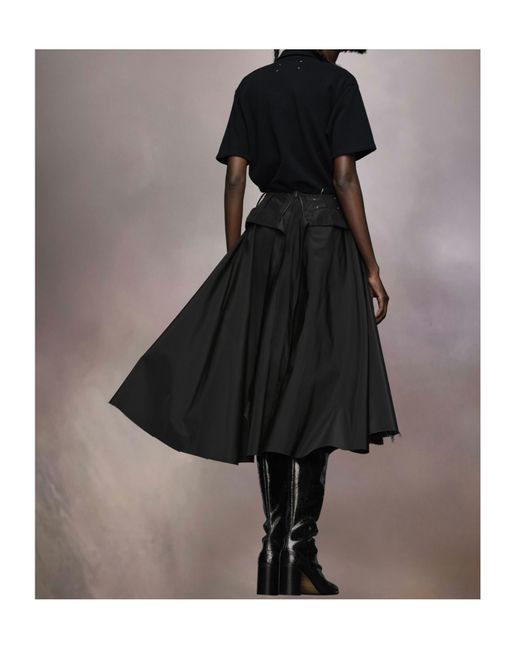 Maison Margiela Black High Waist Pleated A-Line Skirt