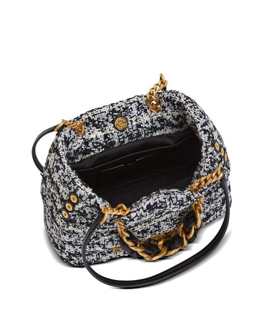 Balmain Black Small 1945 Soft Tweed Tote Bag