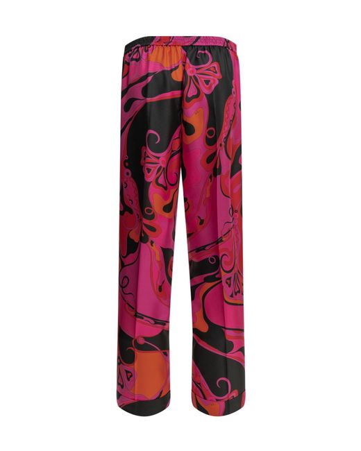 Emilio Pucci Red Pucci Orchidee Printed Palazzo Pants