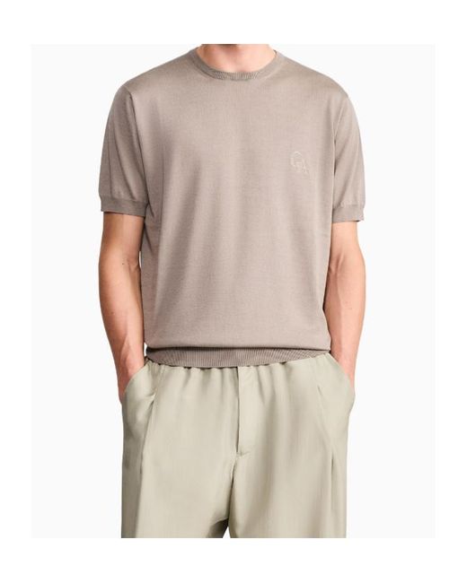 Giorgio Armani White Embroidered Logo T-Shirt for men