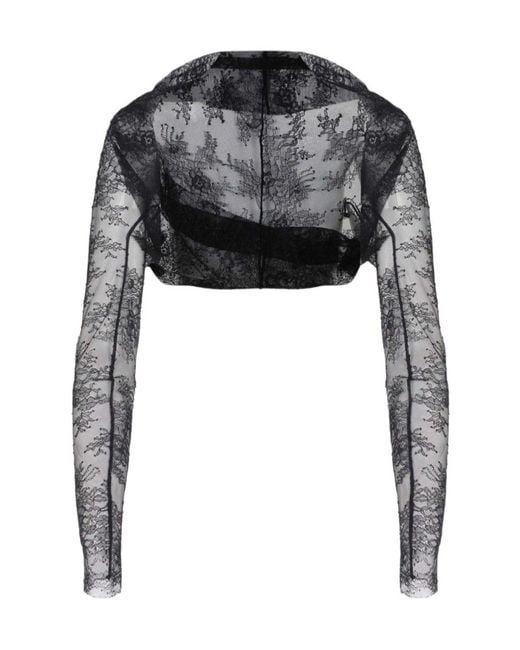 Alberta Ferretti Black Long Sleeve Laced Top