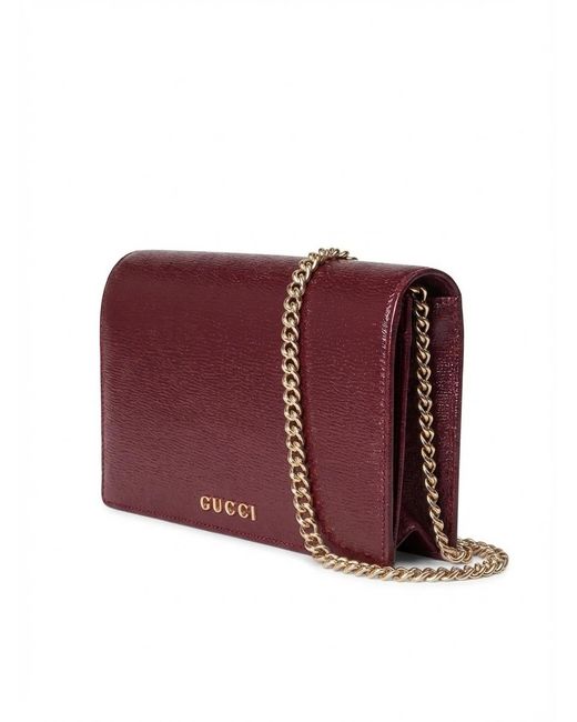 Gucci Red Logo Plaque Chain Wallet