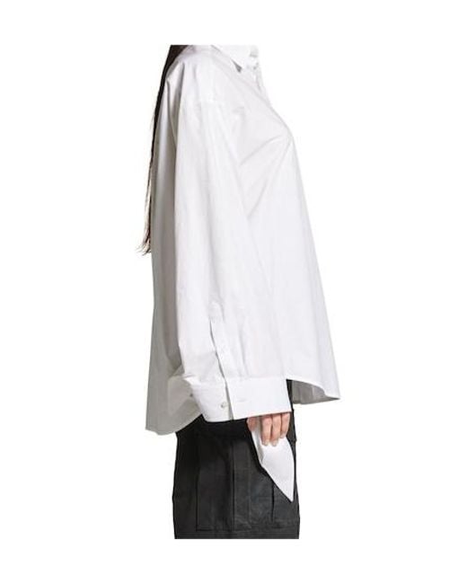 Balenciaga White Knotted Cuff Blouse