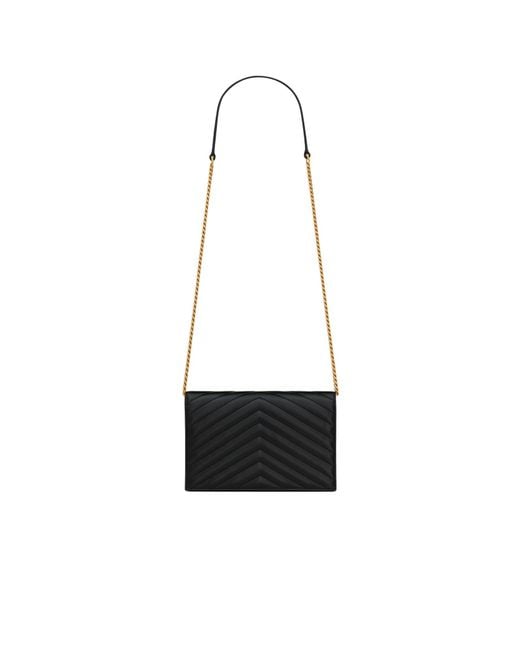 Saint Laurent White Envelope Cassandre Chain Wallet