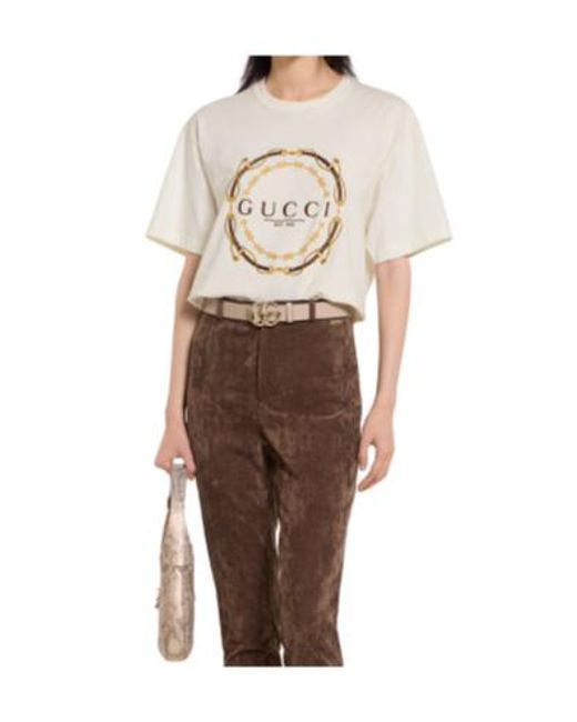 Gucci White Logo Printed Crewneck T-Shirt
