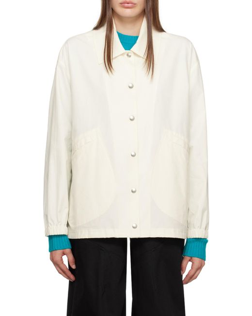 Jil Sander White Logo-Printed Drawstring Shirt Jacket