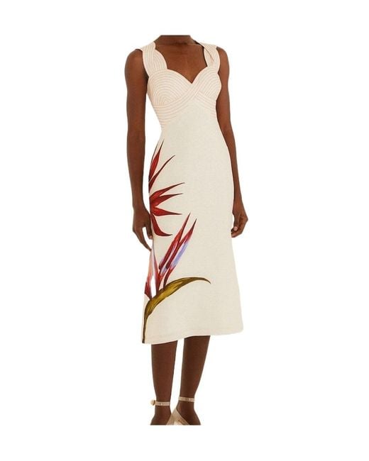 Farm Rio White Floral Twisted Strap Dress