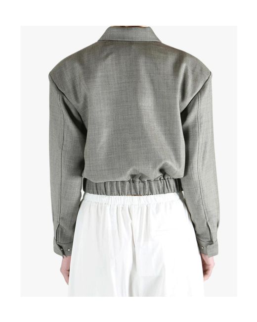 Amomento Gray Wool Zip-Up Casual Jacket