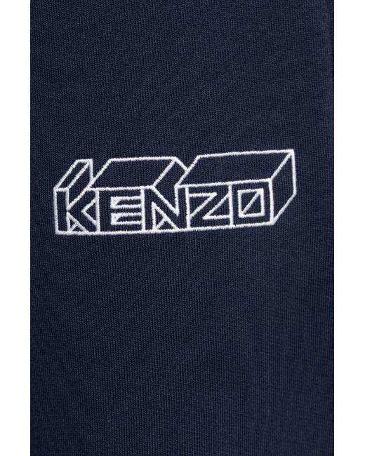 KENZO Blue Logo Embroidered Straight-Leg Sweatpants for men