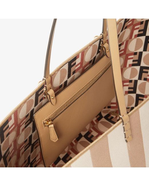 Fendi Natural Roll Striped Large Tote Bag