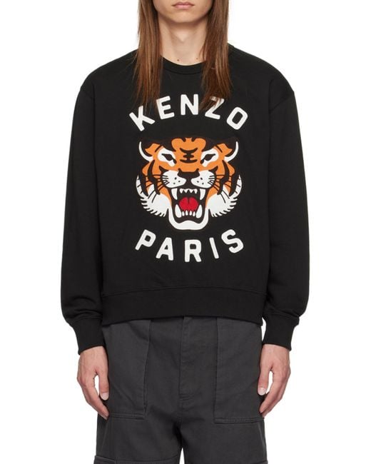 KENZO Blue Lucky Tiger Embroidered Crewneck Sweatshirt