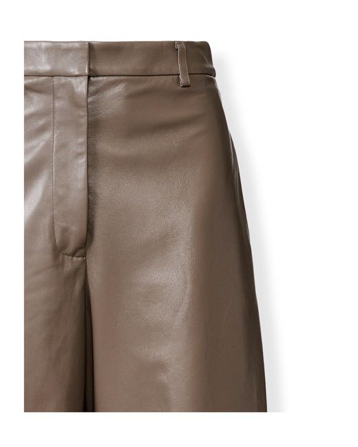 Fabiana Filippi Brown Straight-Leg Leather Casual Trousers