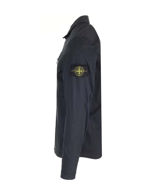 Stone Island Blue Zip Up Collared Jacket for men
