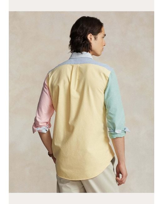 Polo Ralph Lauren Blue Logo Embroidered Colourblock Shirt for men