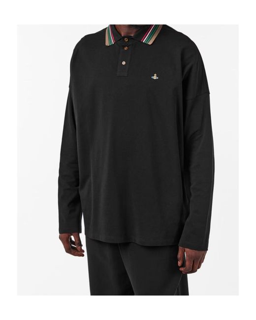 Vivienne Westwood Black Long-Sleeved Polo Shirt for men
