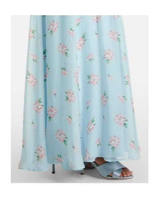Leo Blue Lilith Bow-Detail Floral Chiffon Maxi Dress